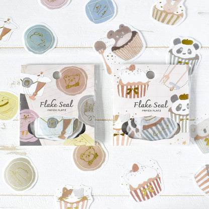 Papier Platz × Tobimatsu Shoichiro Gold Foil Flake Sticker - Sparkling Cupcakes - Flake Stickers