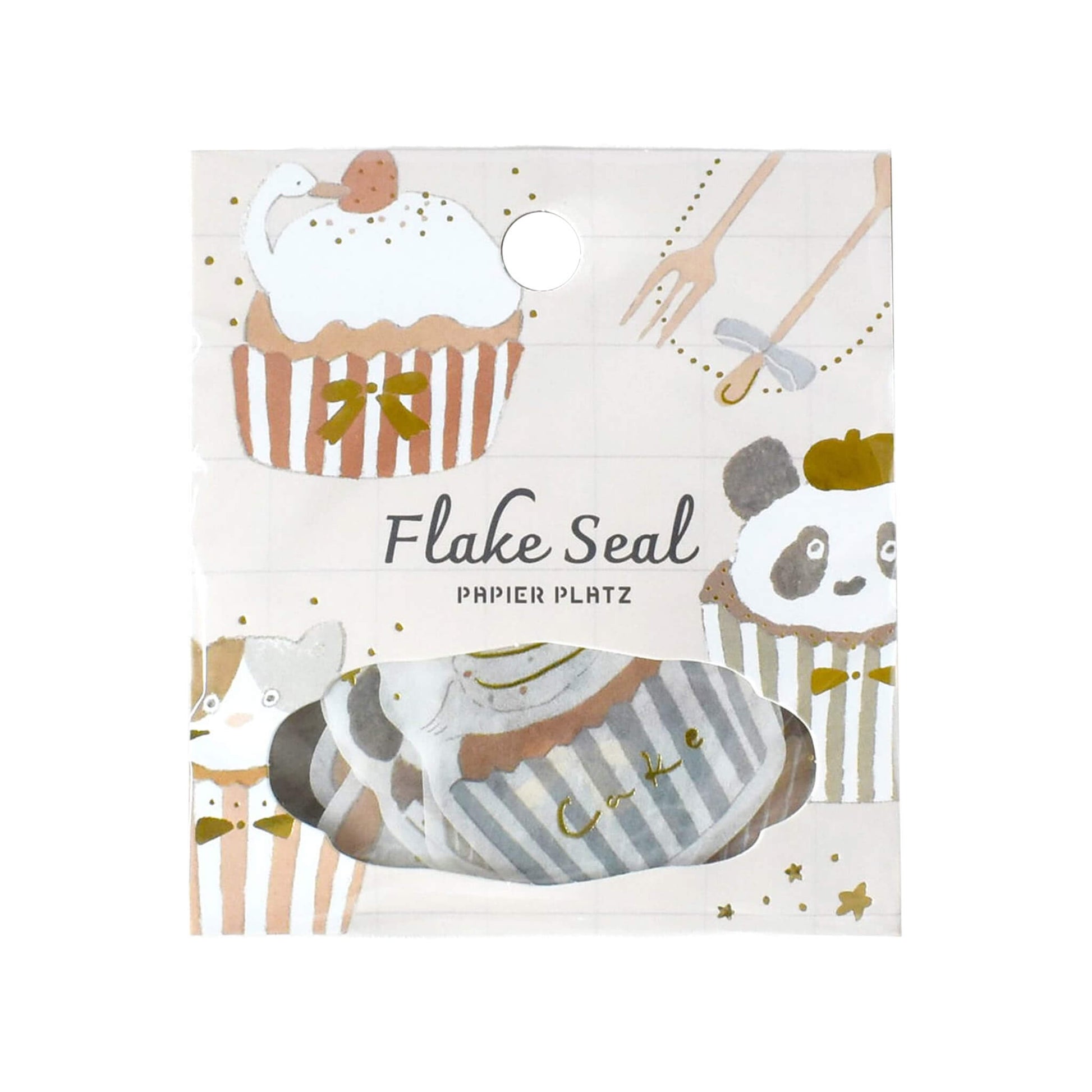 Papier Platz × Tobimatsu Shoichiro Gold Foil Flake Sticker - Sparkling Cupcakes - Flake Stickers