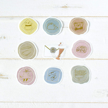 Papier Platz × Tobimatsu Shoichiro Gold Foil Flake Sticker - Sparkling Wax Seals - Flake Stickers