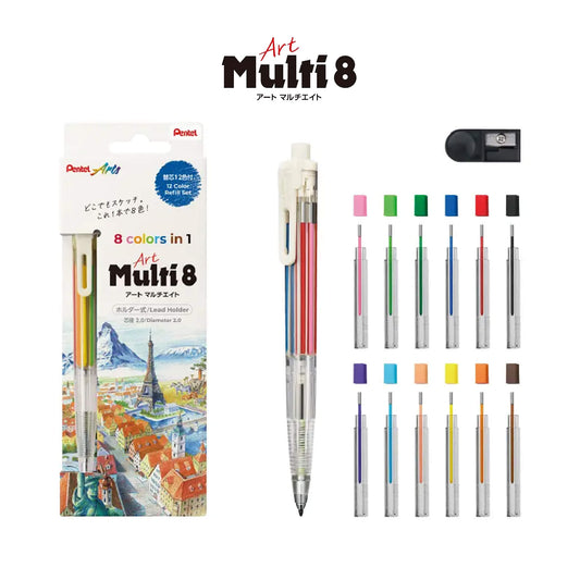 Pentel Art Multi 8 Colored Pencil Set with Refills and Sharpener - Colored Pencils