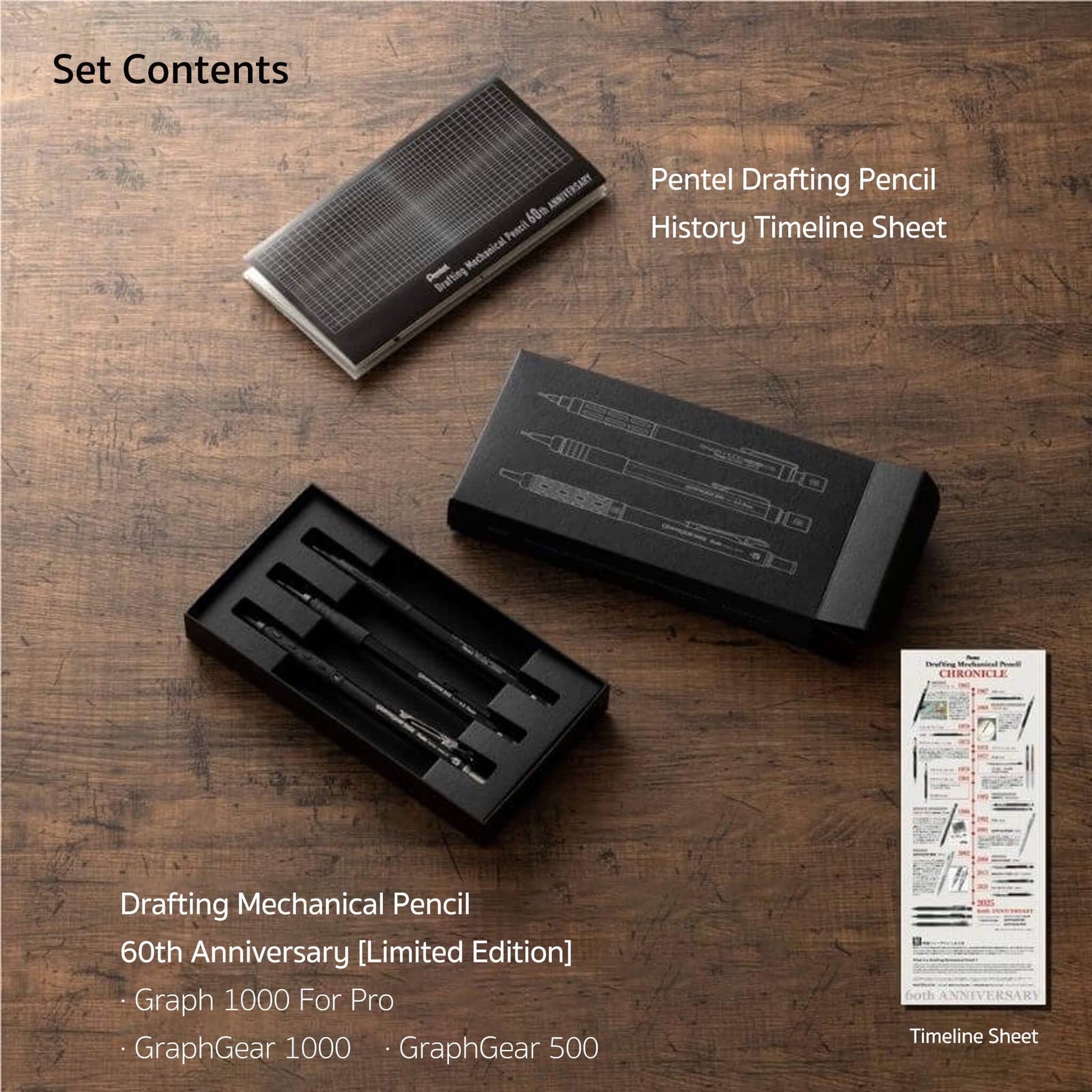 Pentel Drafting Mechanical Pencils 60th Anniversary Limited 3 - Pen Set - Mechanical Pencils