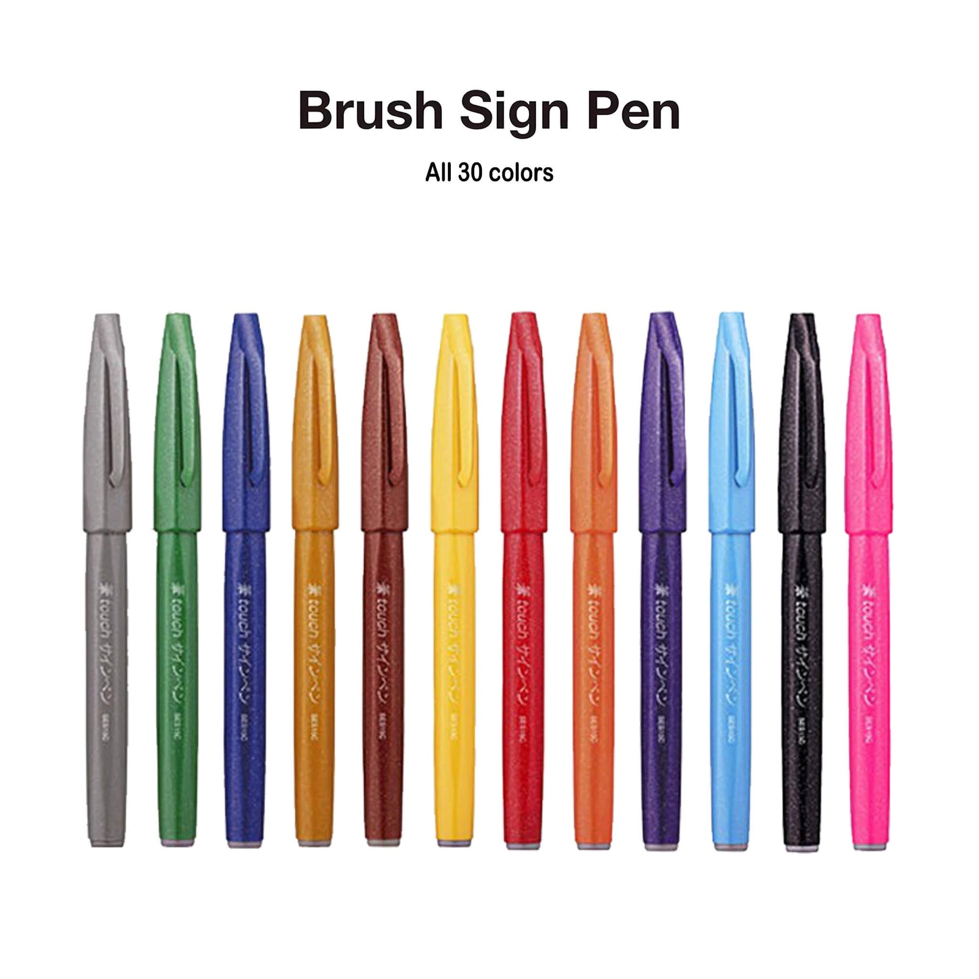 Pentel Fude Touch Brush Sign Pen (All 30 Colors) - Lime Green - Brush Pens