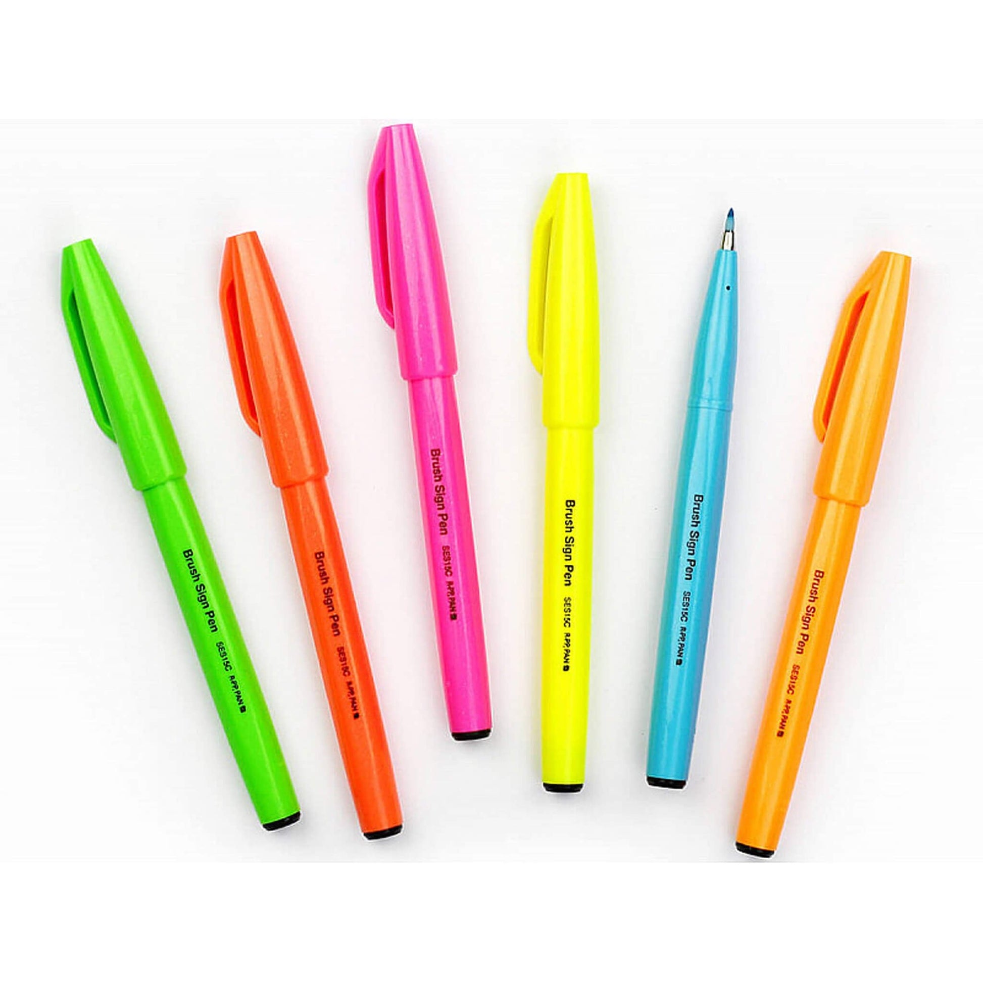 Pentel Fude Touch Brush Sign Pen Neon Color 6 - color Set - Brush Pens