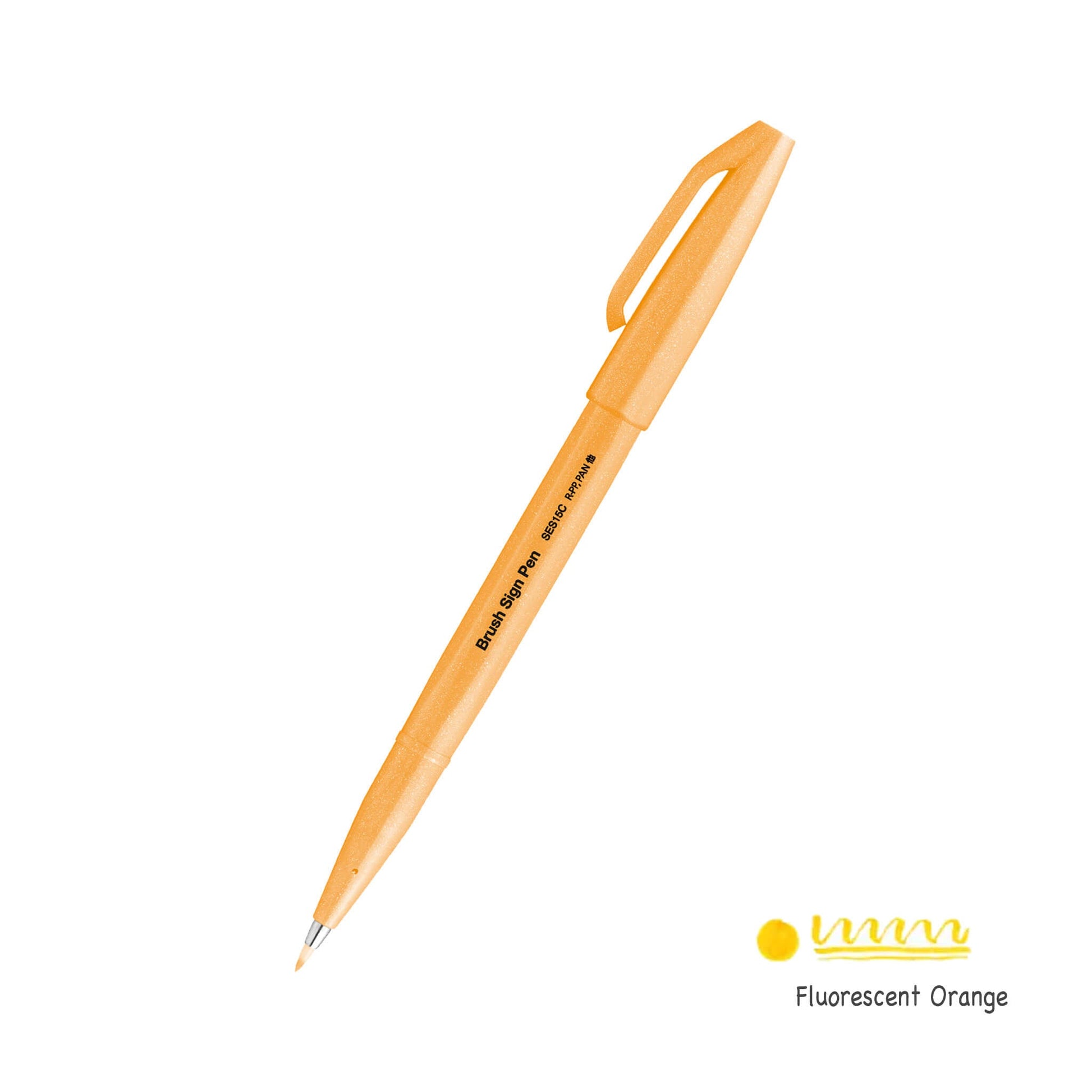 Pentel Fude Touch Brush Sign Pen Neon Color - Fluorescent Orange - Brush Pens