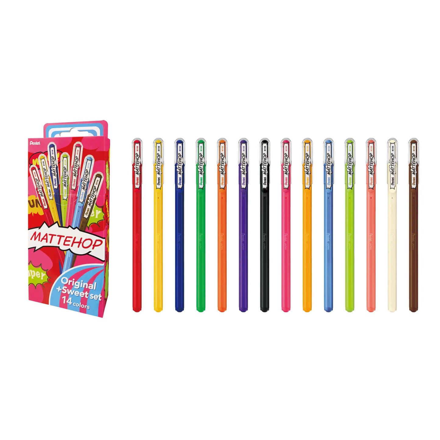 Pentel Mattehop Gel Roller Pen 14 - Color Set - Gel & Rollerball Pens