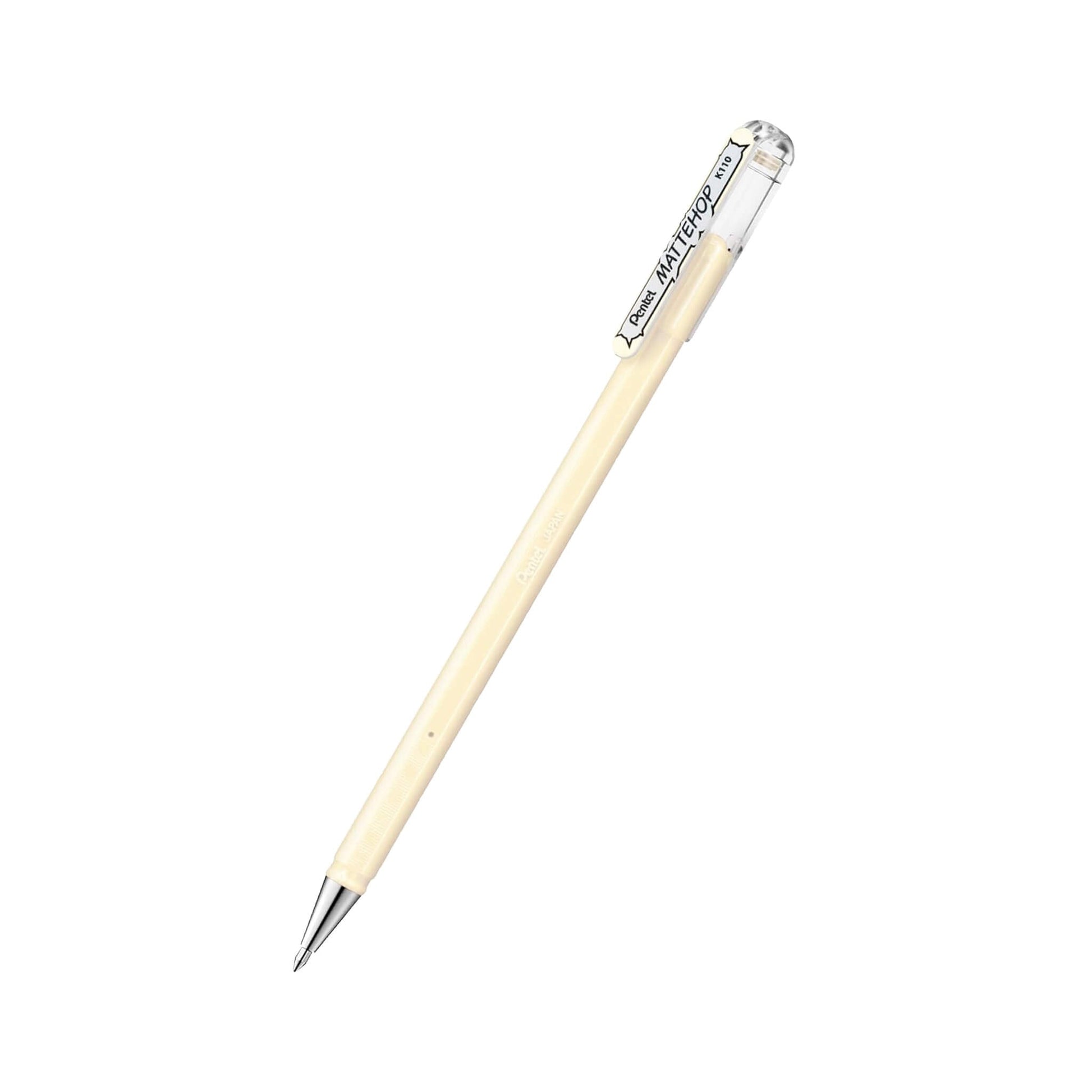 Pentel Mattehop Gel Roller Pen Original Colors - Ivory White - Gel & Rollerball Pens
