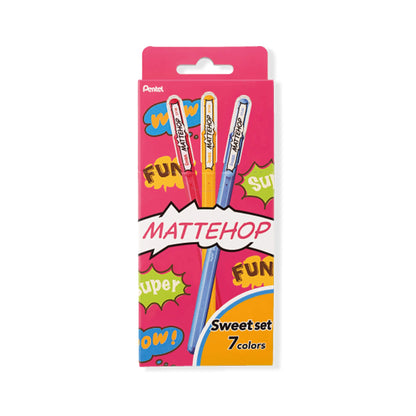 Pentel Mattehop Gel Roller Pen Sweet 7 - Color Set - Gel & Rollerball Pens