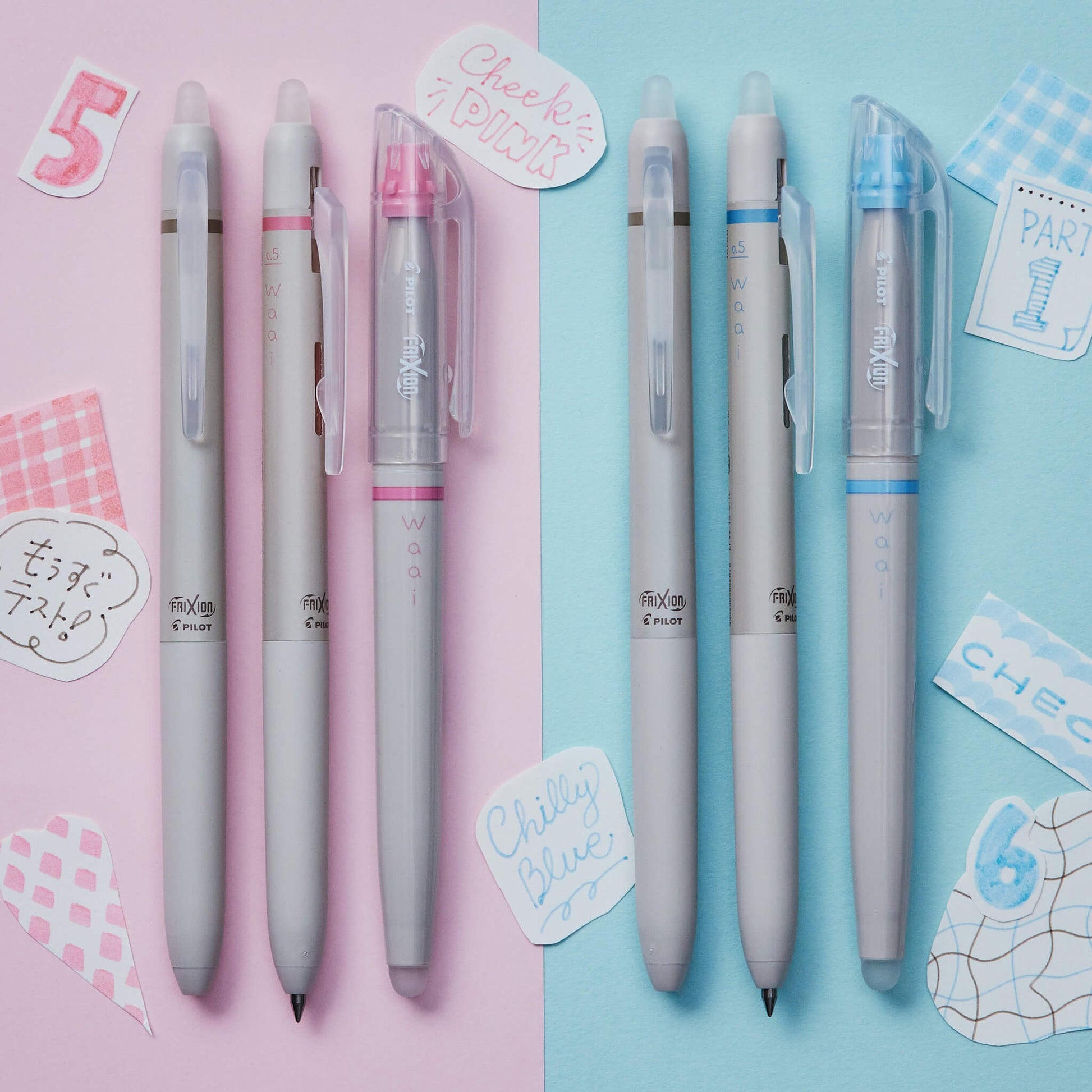 Pilot FriXion Waai Pen & Highlighter Limited Set - Cheek Pink - Mixed Pen Sets