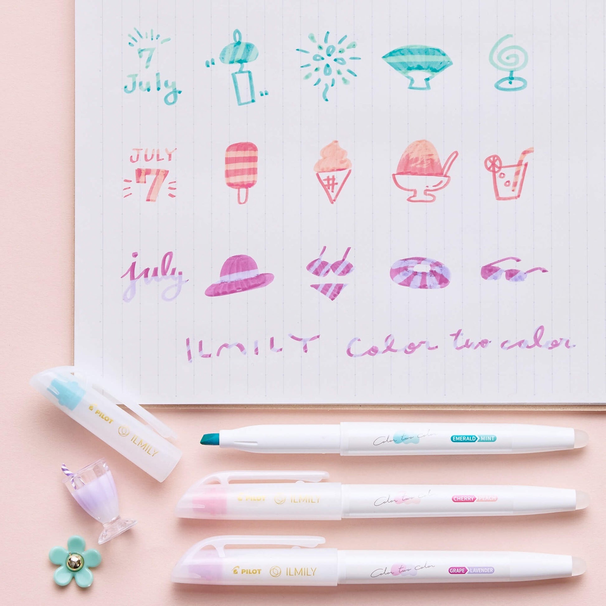 Pilot ILMILY Color Two Color Highlighter - Emerald|Mint - Highlighters