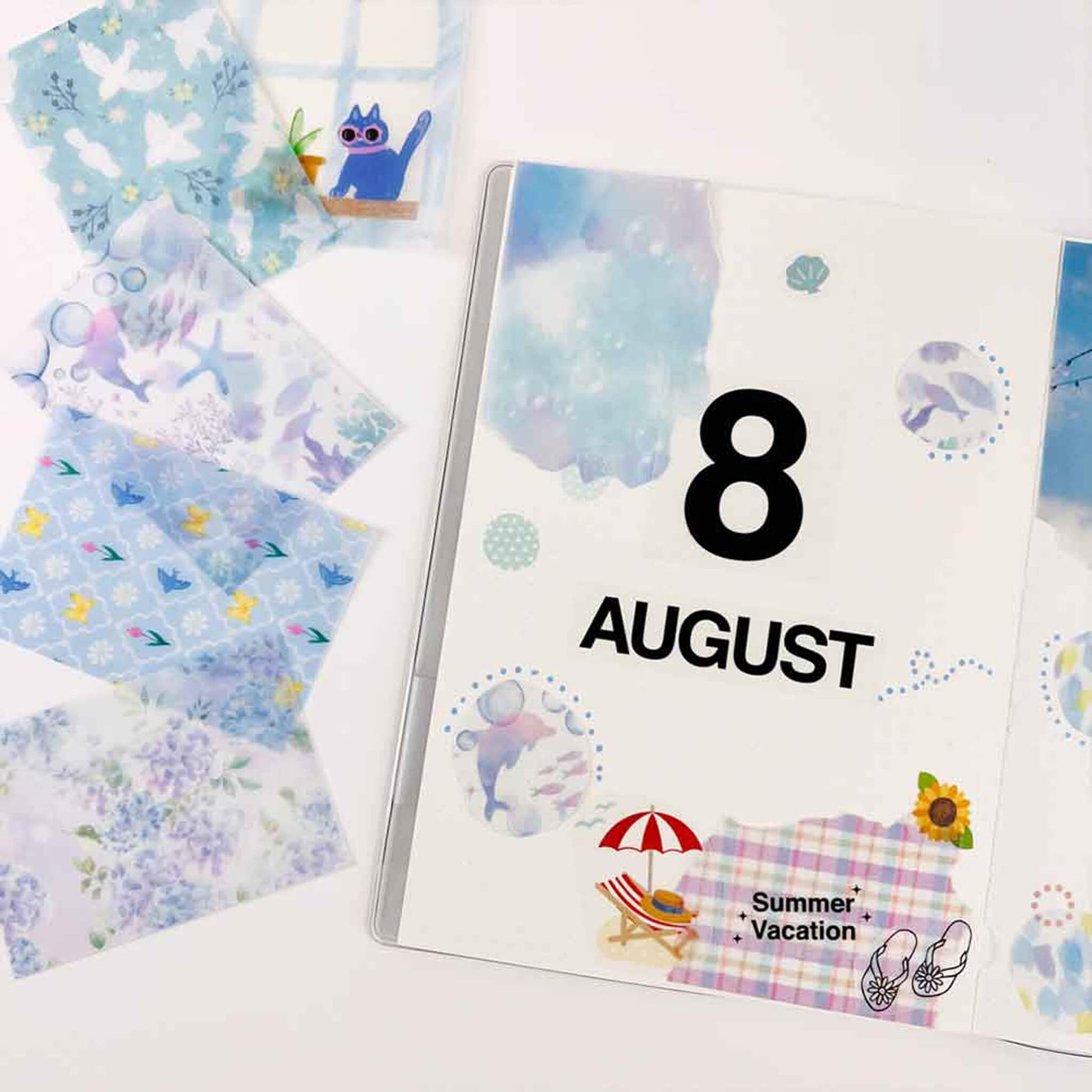 Pine Book Sheer Design Paper Memo - Blue - Patterned Paper