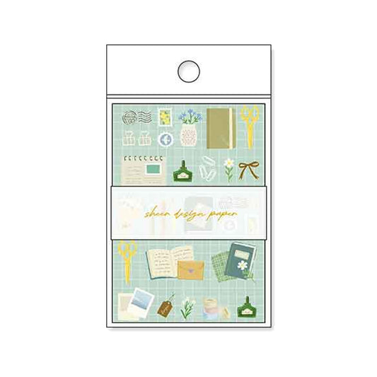 Pine Book Sheer Design Paper Memo - Green - Patterned Paper