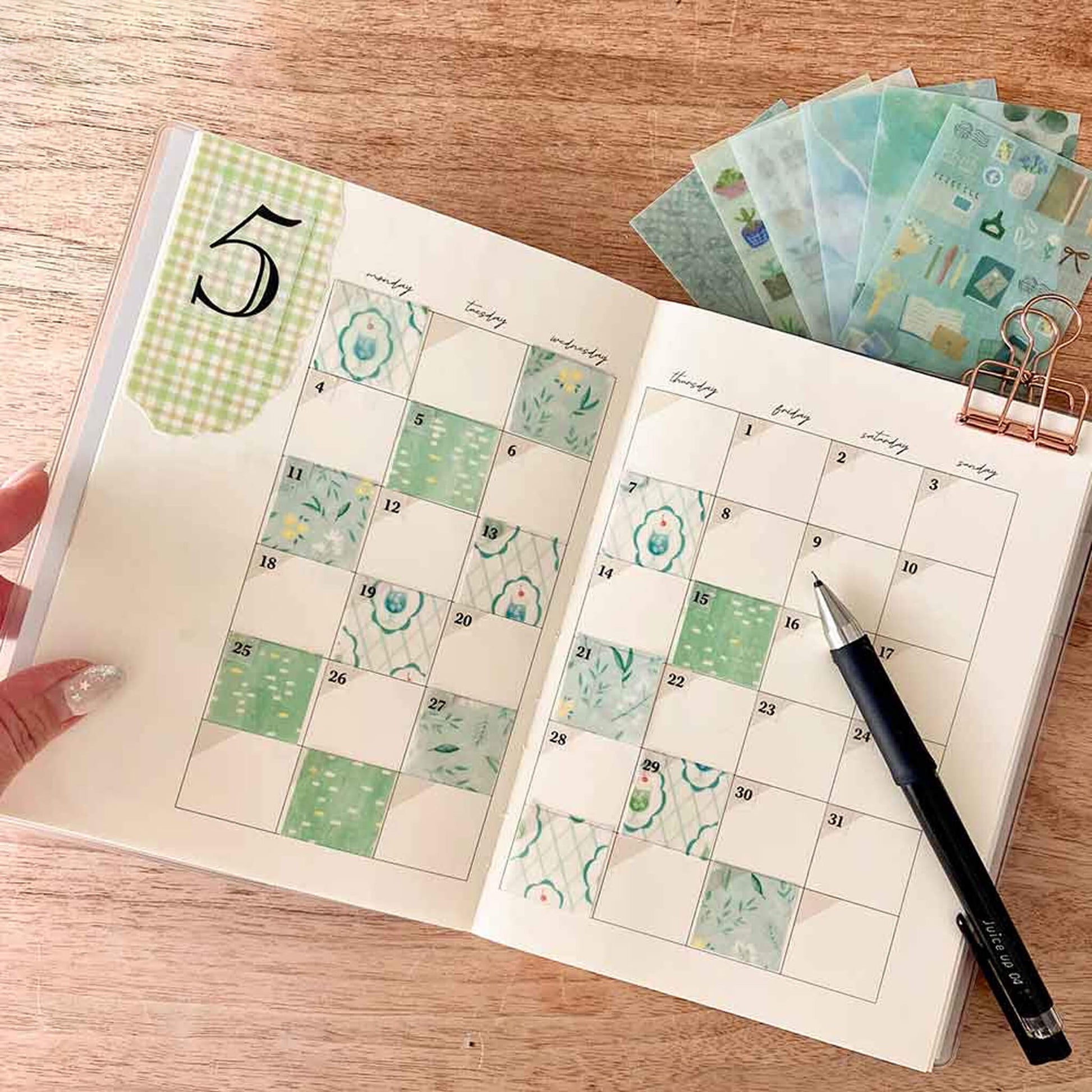 Pine Book Sheer Design Paper Memo - Green - Patterned Paper