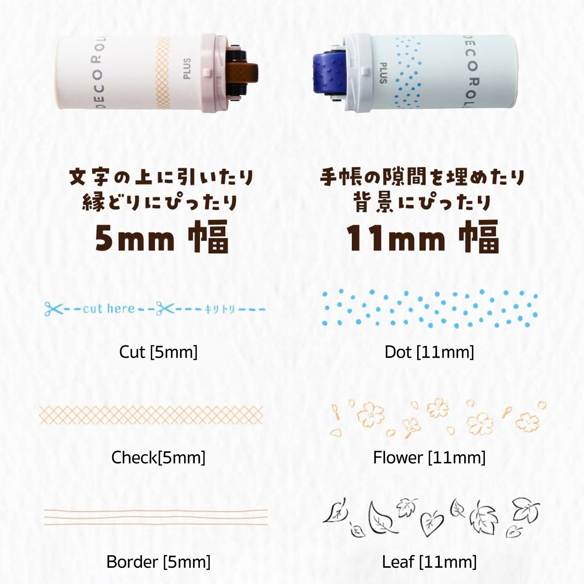 PLUS Deco Roll Stamp - Cut [5mm] - Pre - inked Stamps