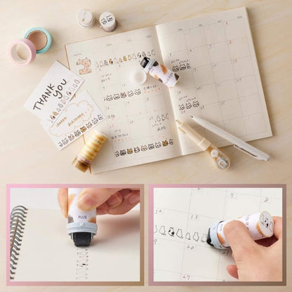 PLUS Deco Roll Stamp Limited - Neko Roll - Back View / Black - Pre-inked Stamps