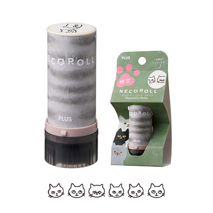 PLUS Deco Roll Stamp Limited - Neko Roll - Face / Black - Pre-inked Stamps