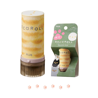 PLUS Deco Roll Stamp Limited - Neko Roll - Paw Prints / Pale Orange - Pre-inked Stamps
