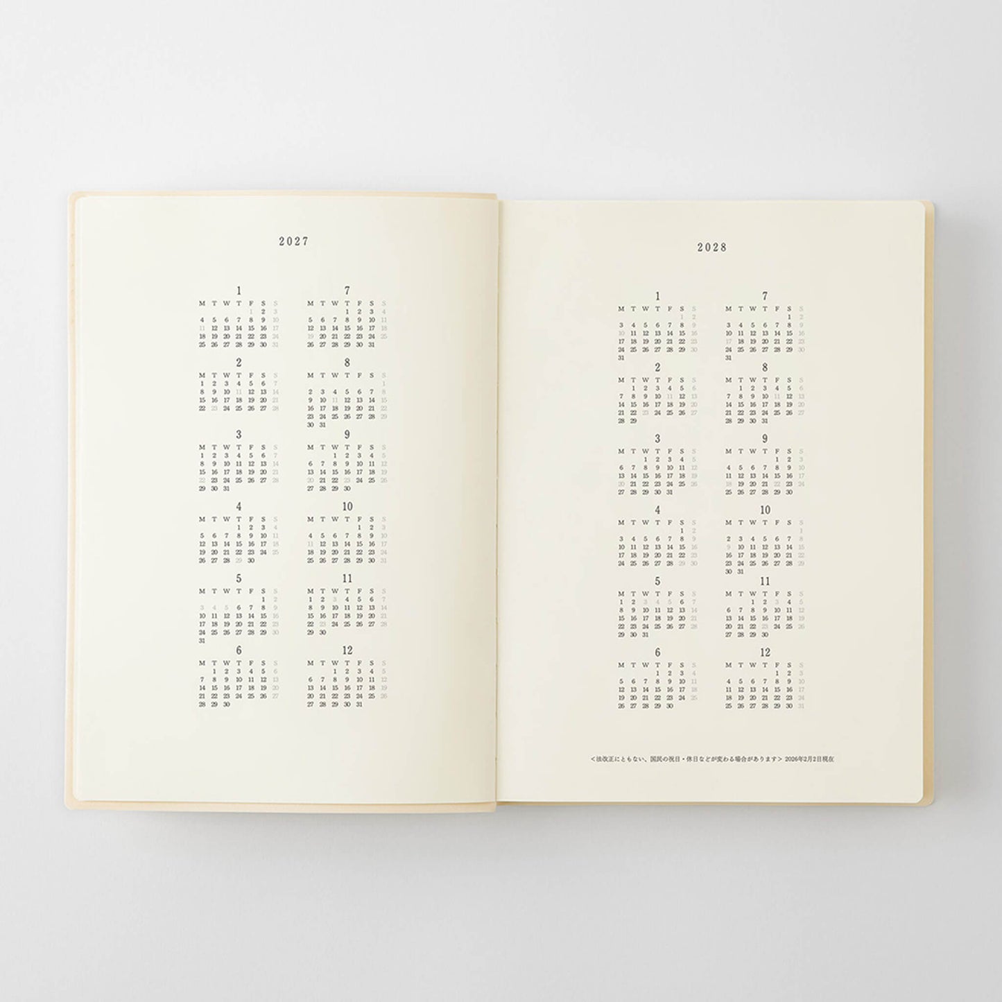 [PRE-ORDER] MD Notebook Diary 1 Day 1 Page 2027 - A5 - 2027 Dairies & Planners