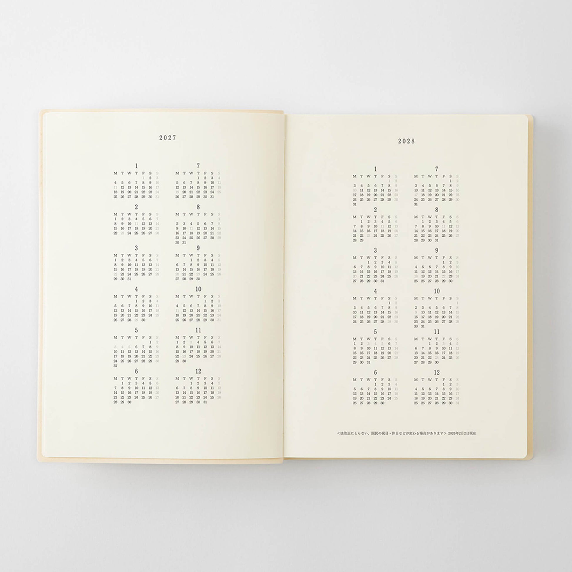 [PRE-ORDER] MD Notebook Diary 1 Day 1 Page 2027 - A5 - 2027 Dairies & Planners