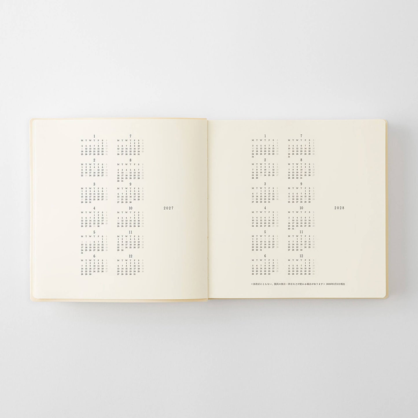 [PRE-ORDER] MD Notebook Diary 1 Day 1 Page 2027 - A5 Square - 2027 Dairies & Planners