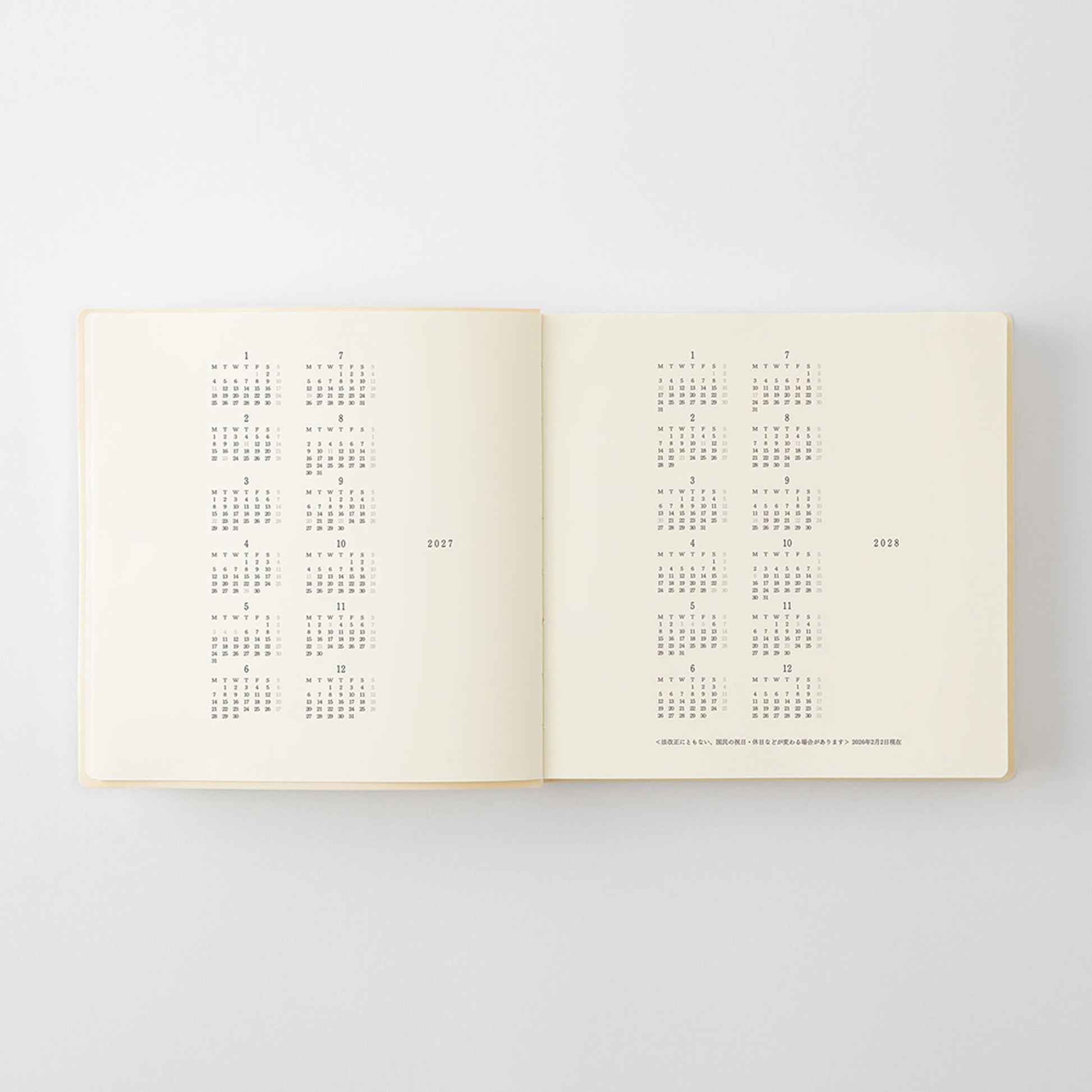 [PRE-ORDER] MD Notebook Diary 1 Day 1 Page 2027 - A5 Square - 2027 Dairies & Planners