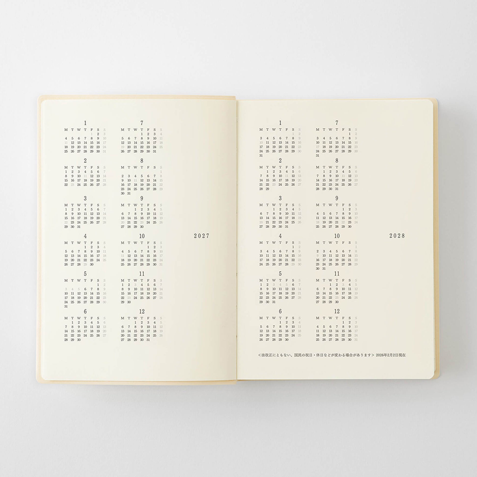 [PRE-ORDER] MD Notebook Diary 1 Day 1 Page 2027 - A6 - 2027 Dairies & Planners