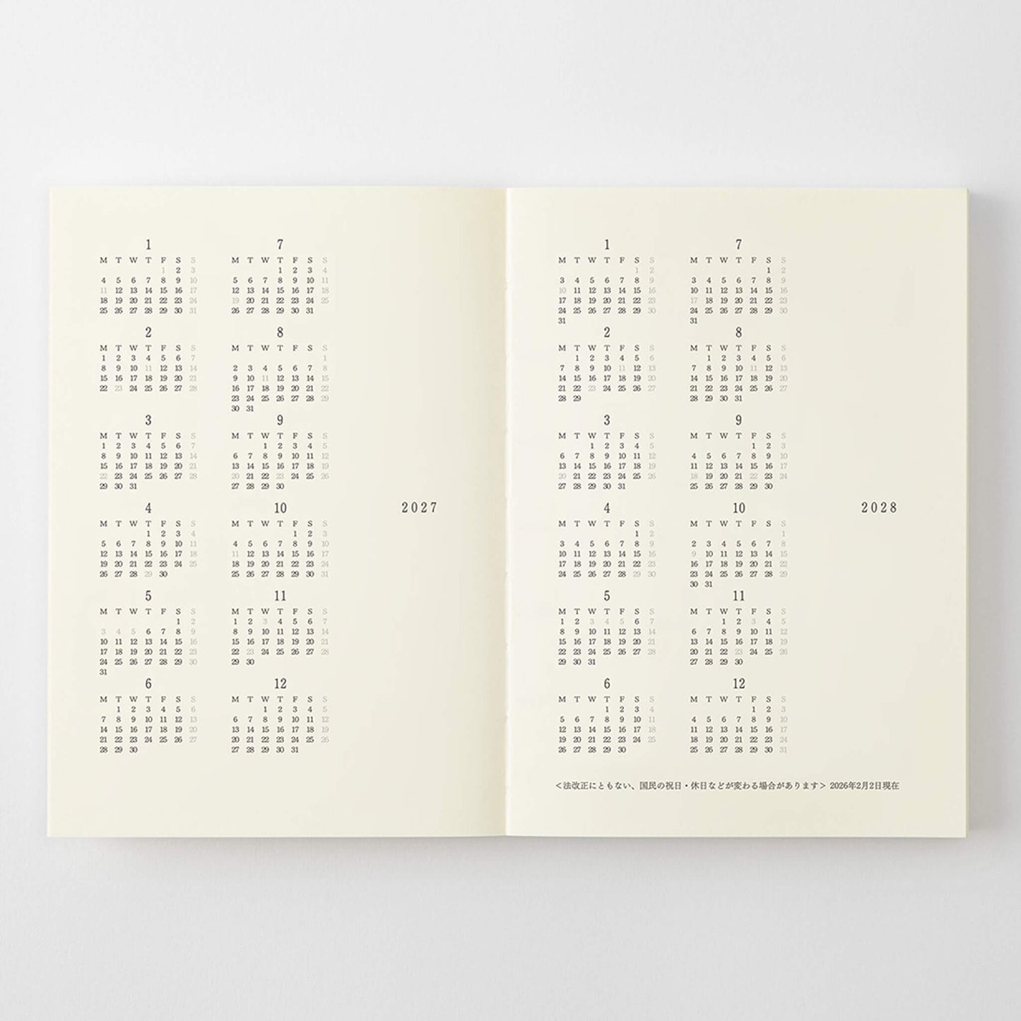 [PRE-ORDER] MD Notebook Diary 2027 - A6 - 2027 Dairies & Planners