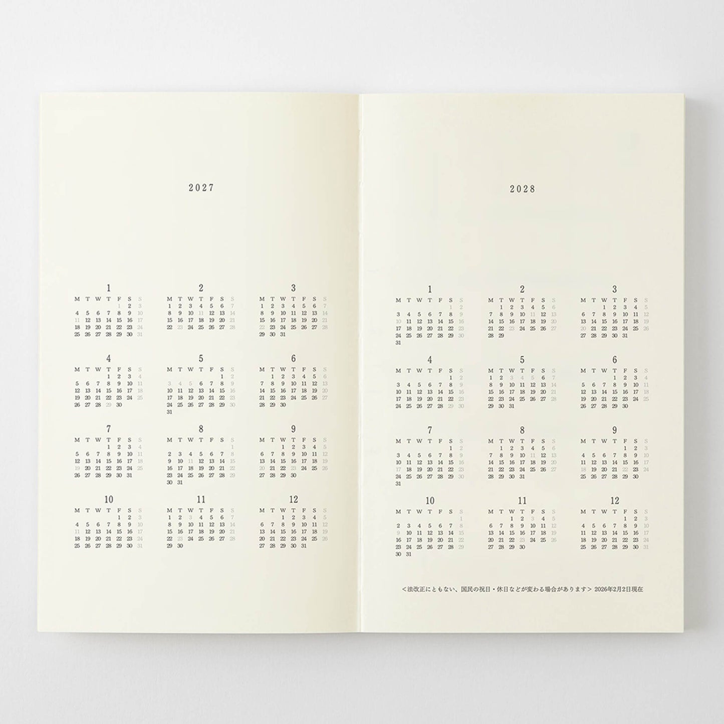 [PRE-ORDER] MD Notebook Diary 2027 - B6 Slim - 2027 Dairies & Planners