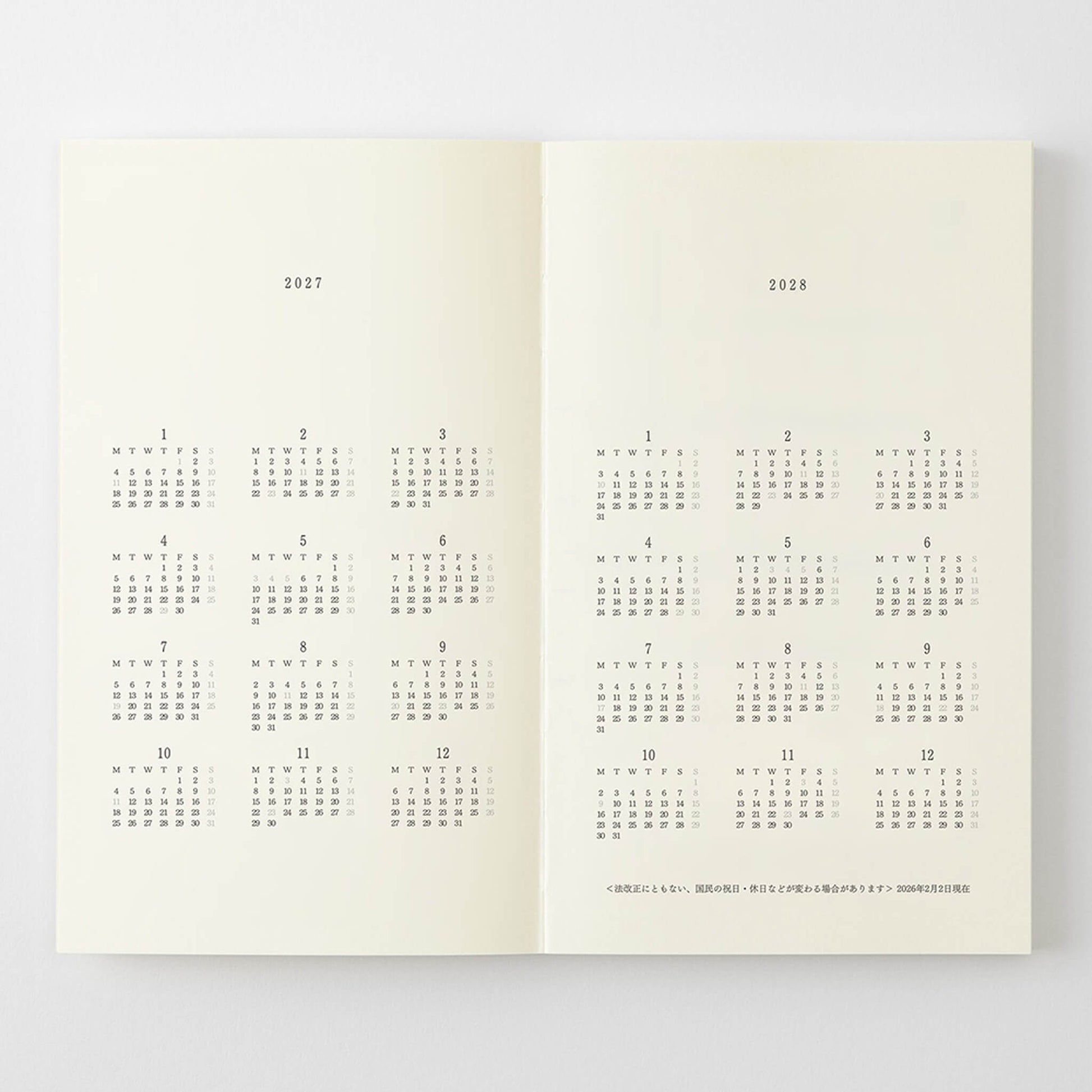 [PRE-ORDER] MD Notebook Diary 2027 - B6 Slim - 2027 Dairies & Planners