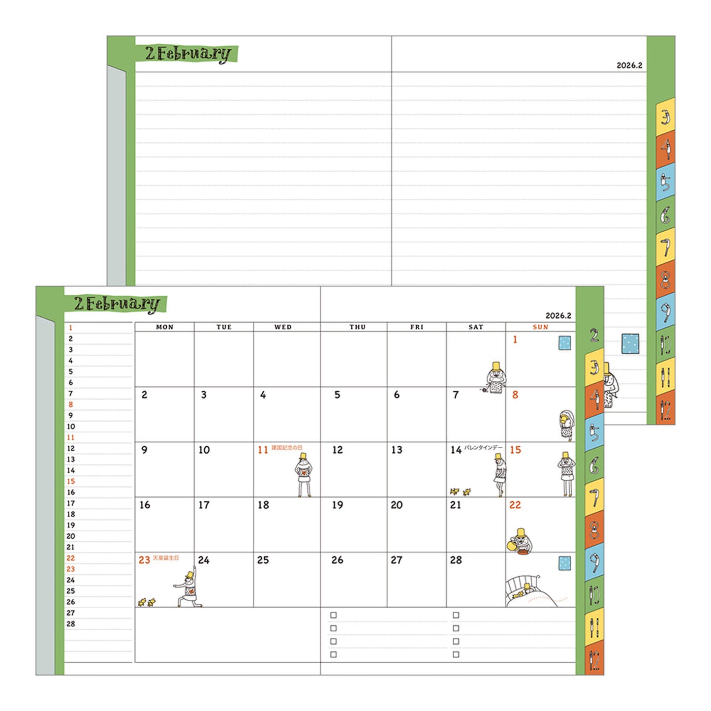 [PRE - ORDER] Midori 2026 Pocktet Diary - Ojisan Monthly Block & Ruled Memo - A6 - 2026 Diaries & Planners