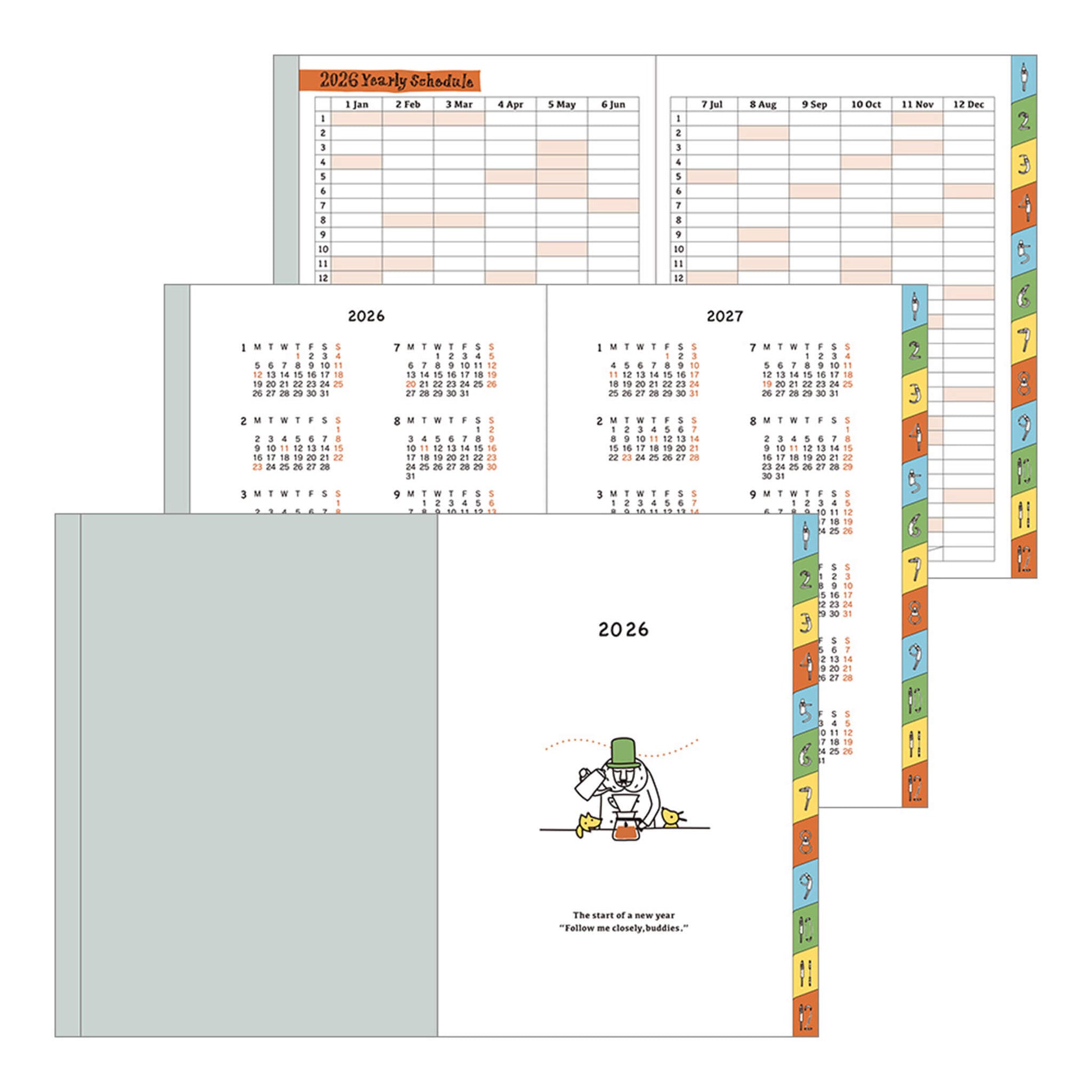 [PRE - ORDER] Midori 2026 Pocktet Diary - Ojisan Monthly Block & Ruled Memo - A6 - 2026 Diaries & Planners