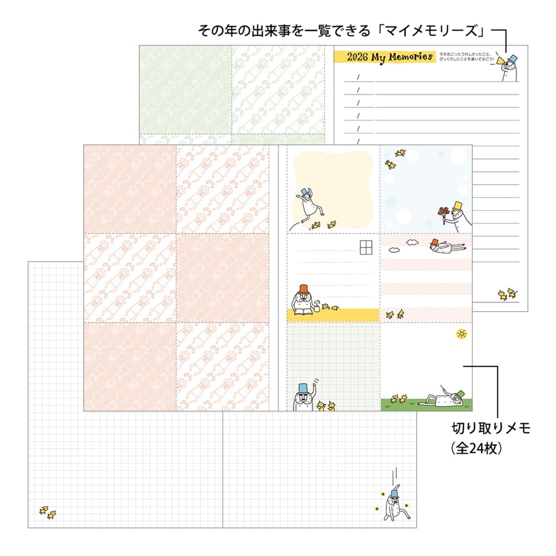 [PRE - ORDER] Midori 2026 Pocktet Diary - Ojisan Monthly Block & Ruled Memo - A6 - 2026 Diaries & Planners