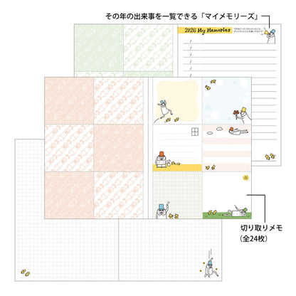 [PRE - ORDER] Midori 2026 Pocktet Diary - Ojisan Monthly Block & Ruled Memo - A6 - 2026 Diaries & Planners