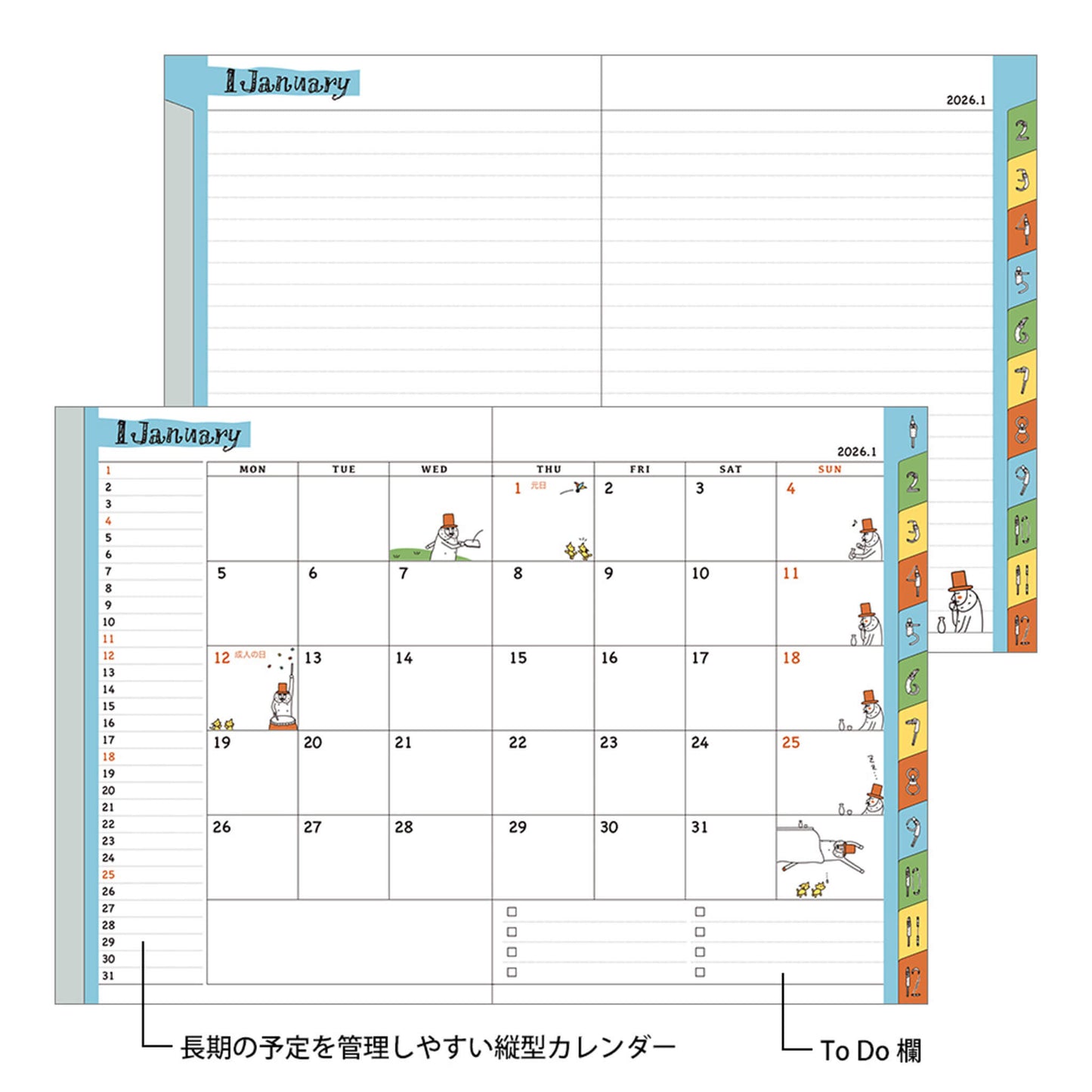 [PRE - ORDER] Midori 2026 Pocktet Diary - Ojisan Monthly Block & Ruled Memo - A6 - 2026 Diaries & Planners