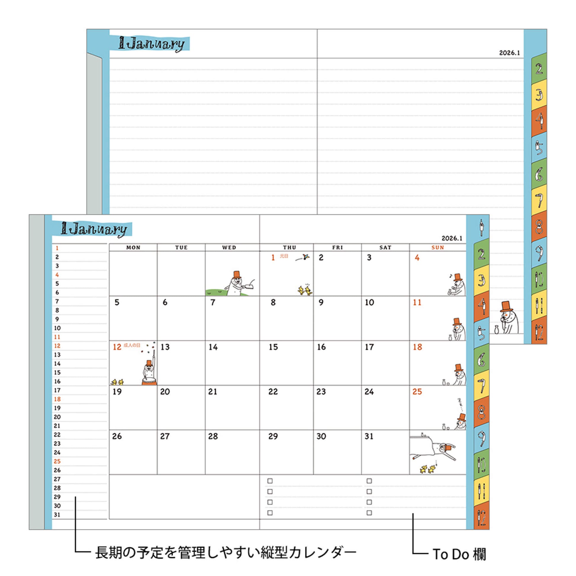 [PRE - ORDER] Midori 2026 Pocktet Diary - Ojisan Monthly Block & Ruled Memo - A6 - 2026 Diaries & Planners