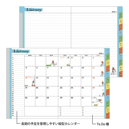 [PRE - ORDER] Midori 2026 Pocktet Diary - Ojisan Monthly Block & Ruled Memo - A6 - 2026 Diaries & Planners
