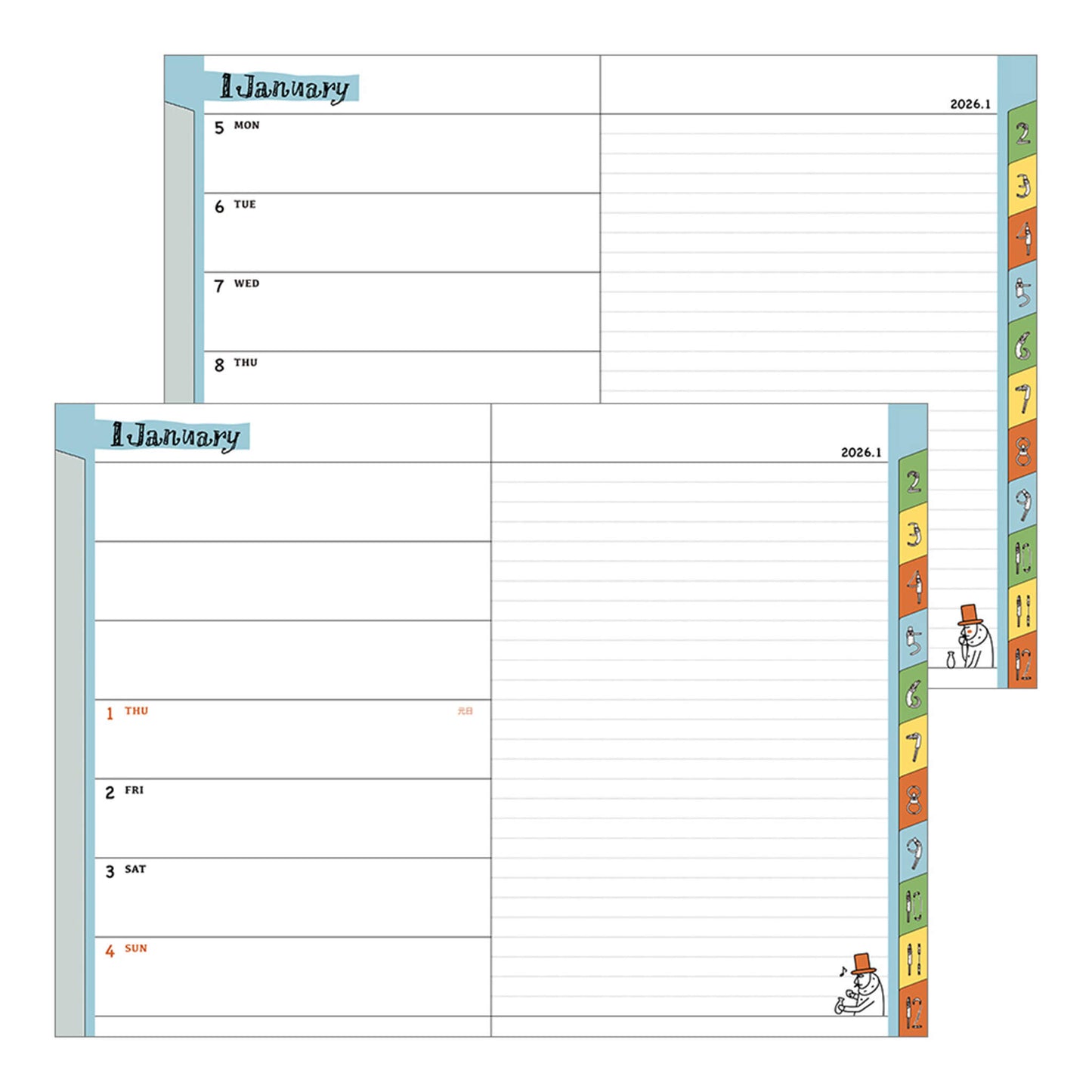 [PRE - ORDER] Midori 2026 Pocktet Diary - Ojisan Monthly Block & Weekly Planner - B6 - 2026 Diaries & Planners