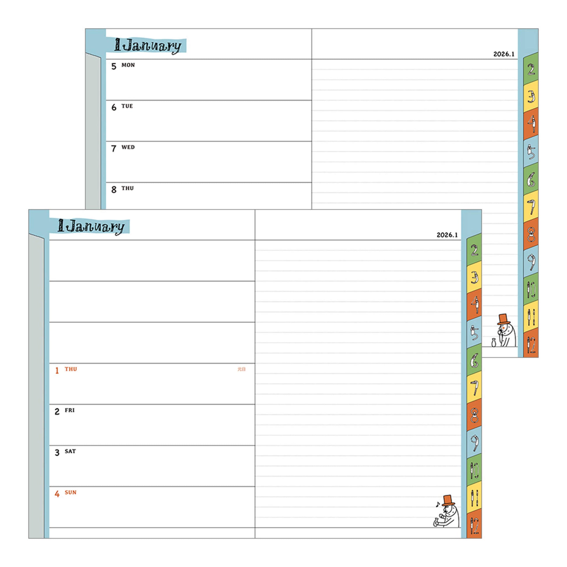 [PRE - ORDER] Midori 2026 Pocktet Diary - Ojisan Monthly Block & Weekly Planner - B6 - 2026 Diaries & Planners