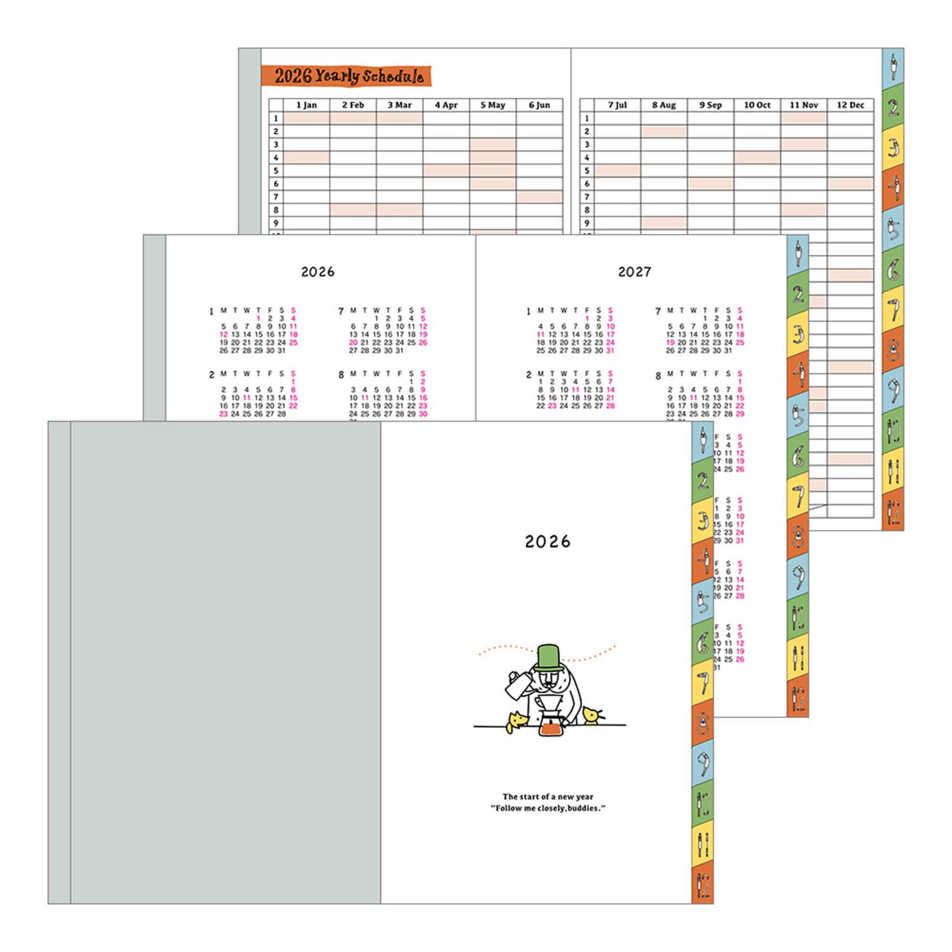 [PRE - ORDER] Midori 2026 Pocktet Diary - Ojisan Monthly Block & Weekly Planner - B6 - 2026 Diaries & Planners