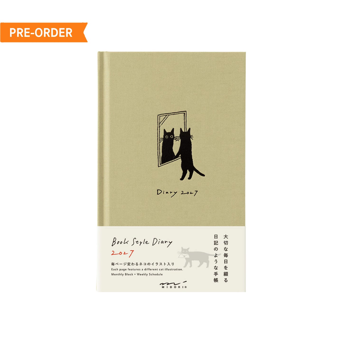 [PRE-ORDER] Midori Book Style Diary 2027 - Cat Beige [B6 Variant] - 2027 Planners & Diaries