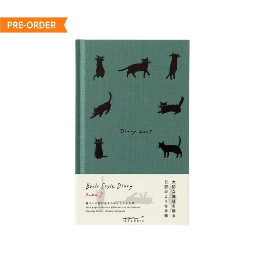 [PRE-ORDER] Midori Book Style Diary 2027 - Cat Green [B6 Variant] - 2027 Planners & Diaries