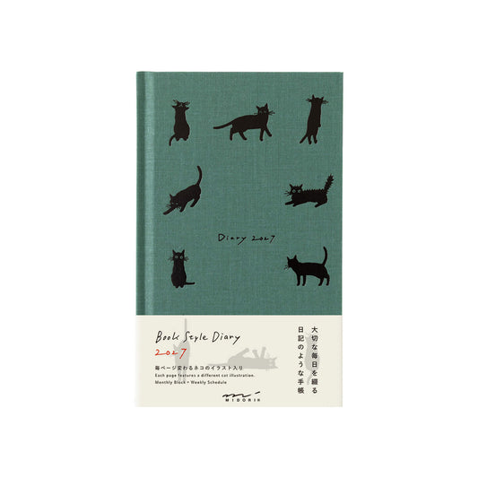 [PRE-ORDER] Midori Book Style Diary 2027 - Cat Green [B6 Variant] - 2027 Planners & Diaries