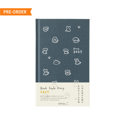 [PRE-ORDER] Midori Book Style Diary 2027 - Dog Navy [B6 Variant] - 2027 Planners & Diaries
