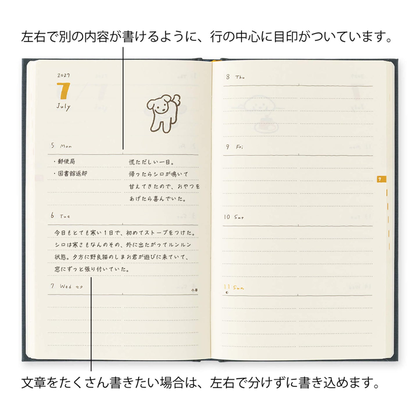 [PRE-ORDER] Midori Book Style Diary 2027 - Dog Navy [B6 Variant] - 2027 Planners & Diaries