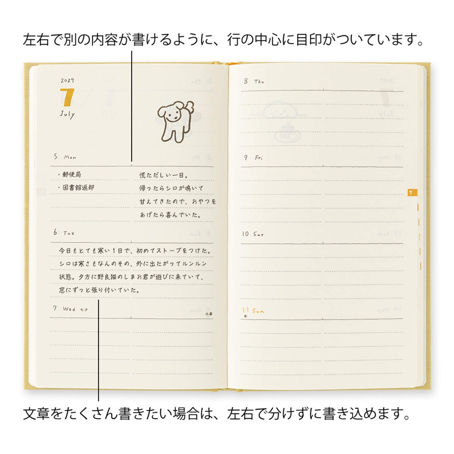[PRE-ORDER] Midori Book Style Diary 2027 - Dog Yellow [B6 Variant] - 2027 Planners & Diaries