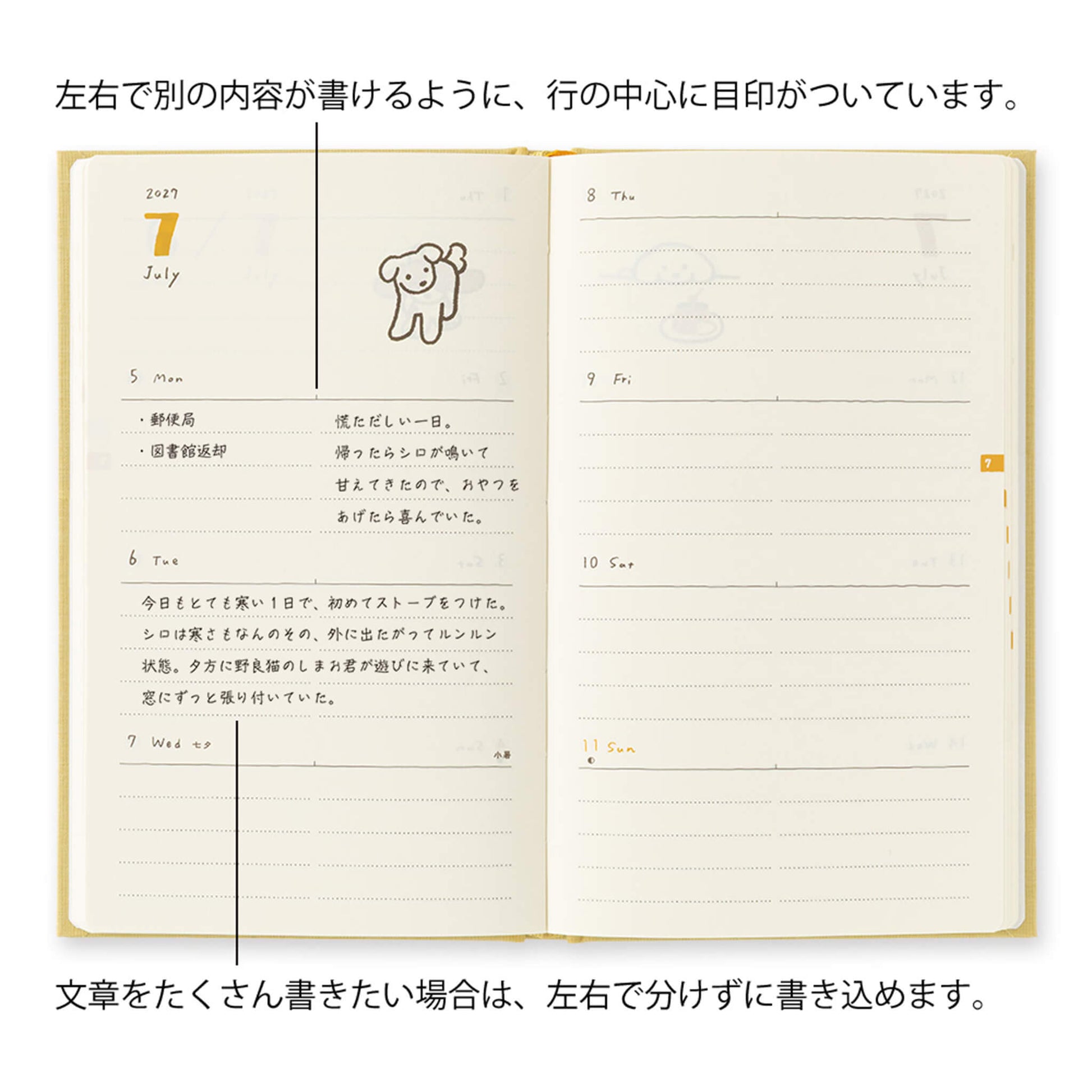 [PRE-ORDER] Midori Book Style Diary 2027 - Dog Yellow [B6 Variant] - 2027 Planners & Diaries