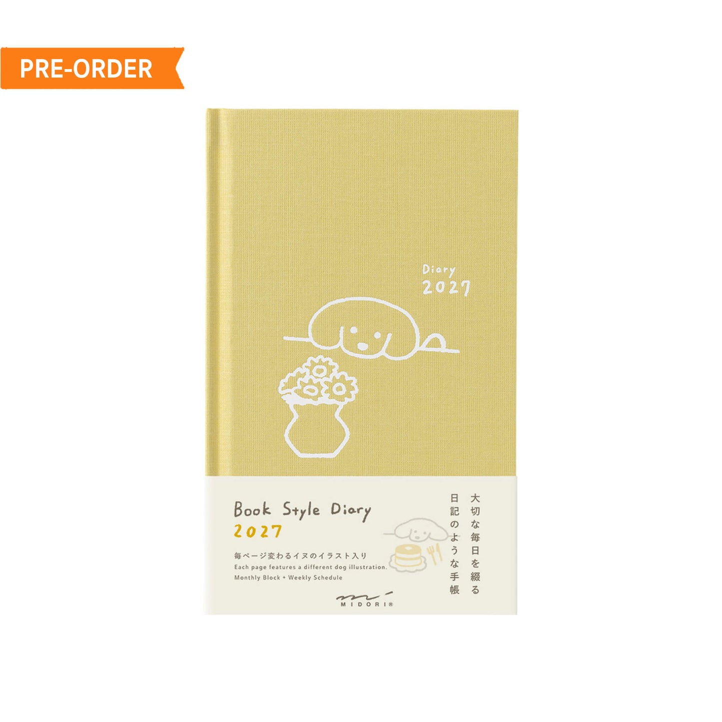 [PRE-ORDER] Midori Book Style Diary 2027 - Dog Yellow [B6 Variant] - 2027 Planners & Diaries