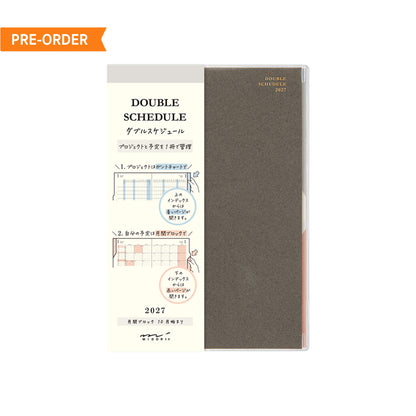 [PRE-ORDER] Midori Double Schedule Planner 2027 - Progress - Gray [B6] [Oct 2026 Start] - 2027 Planners & Diaries