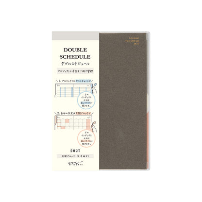 [PRE-ORDER] Midori Double Schedule Planner 2027 - Progress - Gray [B6] [Oct 2026 Start] - 2027 Planners & Diaries