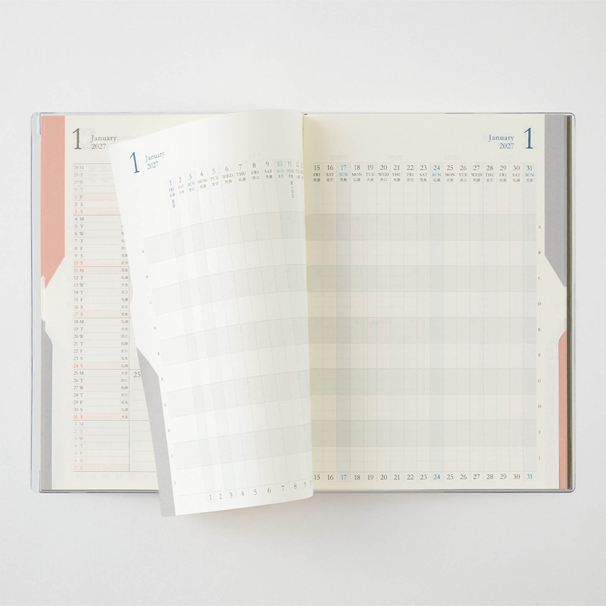 [PRE-ORDER] Midori Double Schedule Planner 2027 - Progress - Gray [B6] [Oct 2026 Start] - 2027 Planners & Diaries