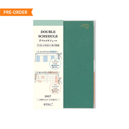 [PRE-ORDER] Midori Double Schedule Planner 2027 - To-Do - Green [B6] [Oct 2026 Start] - 2027 Planners & Diaries
